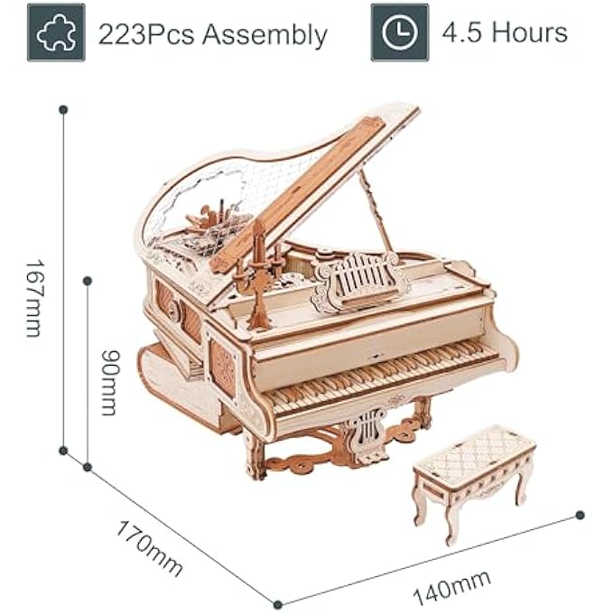 3D WOODEN MODEL KITS FOR ADULTS 3D PUZZLES MAGIC PIANO MUSICAL BOX MECHANICAL MODEL BUILDING SETS CRAFTS 3D JIGSAWS 223PCS - Image 2